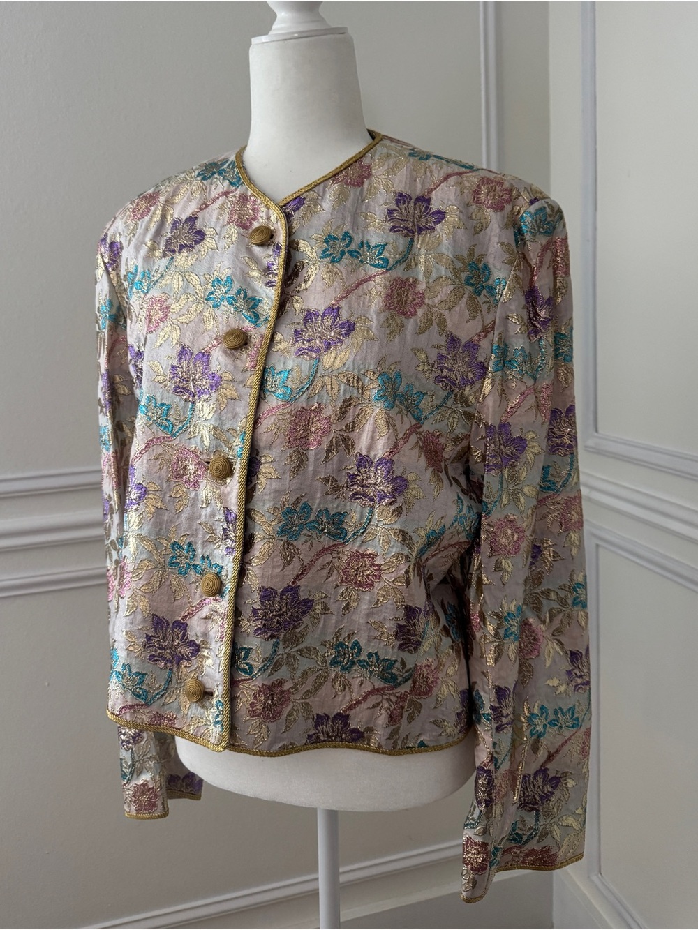 Floral Metallic Brocade Jacket + Skirt Set
